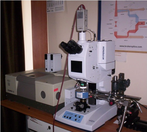 Spektrometr FT-IR Bruker Equinox 55 współpracujący z  mikroskopem FT-IR Bruker Hyperion 2000