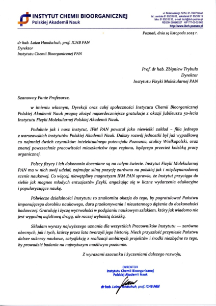 Instytut Chemii Bioorganicznej PAN - Dyrektor Luiza Handschuh