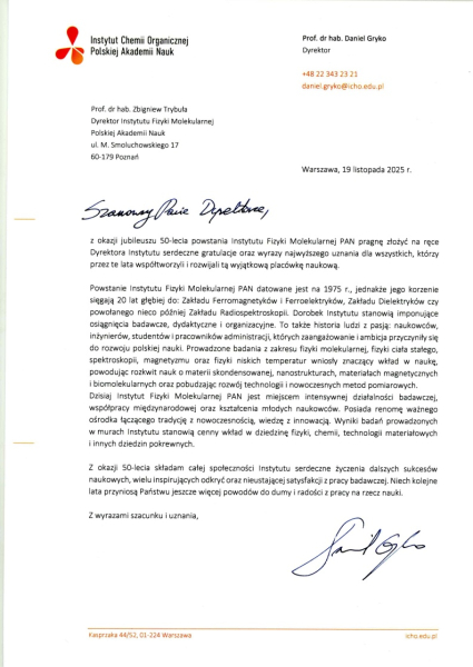 Instytut Chemii Organicznej PAN - Dyrektor Daniel Gryko