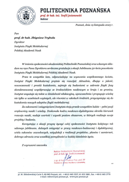 Politechnika Poznańska - Rektor Teofil Jesionowski